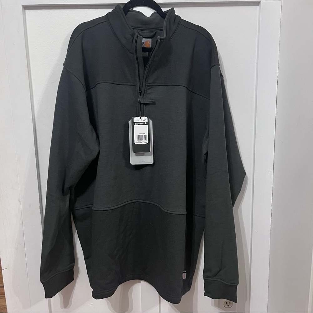 Carhartt FR Rain Defender Mock-Neck Fleece Pullover Gray Men’s 3XLT